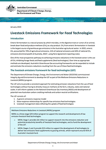 Livestock Emissions Framework for Feed Technologies