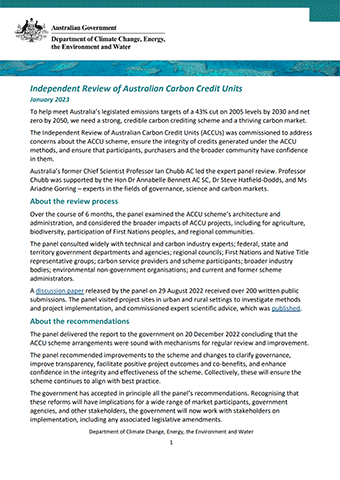 Independent Review of Australian Carbon Credit Units