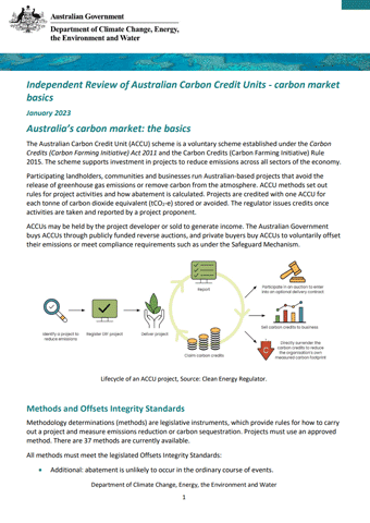 Independent Review of Australian Carbon Credit Units - carbon market basics